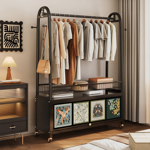 中古风衣架落地卧室置物复古衣帽架家用可移动床尾晚上放衣服神器