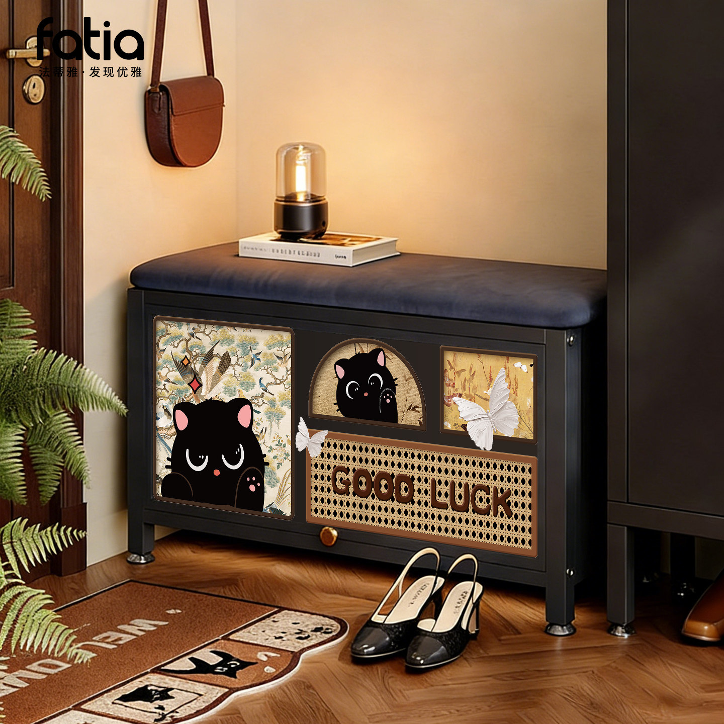 中古风换鞋凳门口家用入户门鞋柜一体可坐式新款储物轻奢高级感,住宅家具,换鞋凳,淘宝优惠券,粉丝福利购,淘宝优惠卷