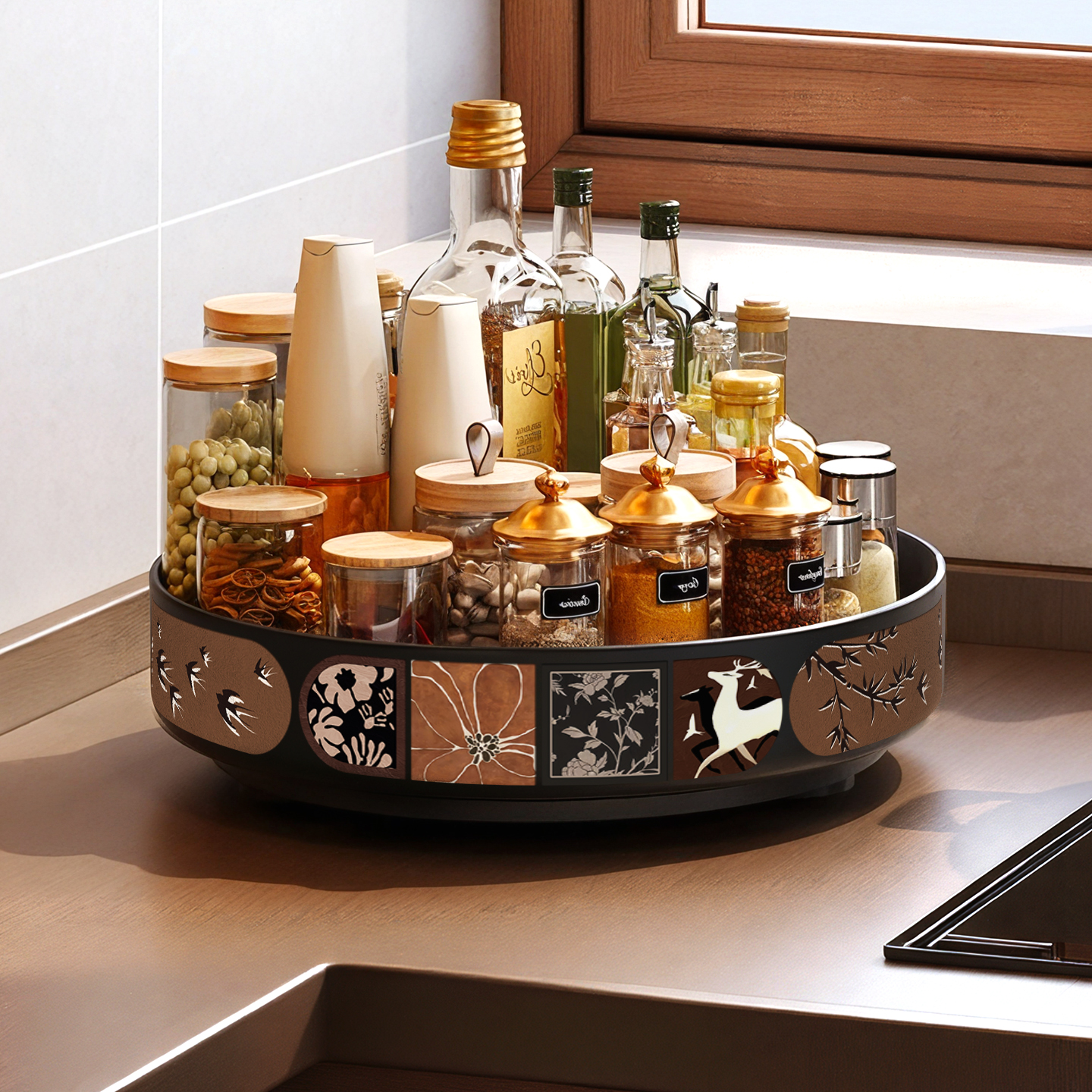 旋转调料置物架厨房台面托