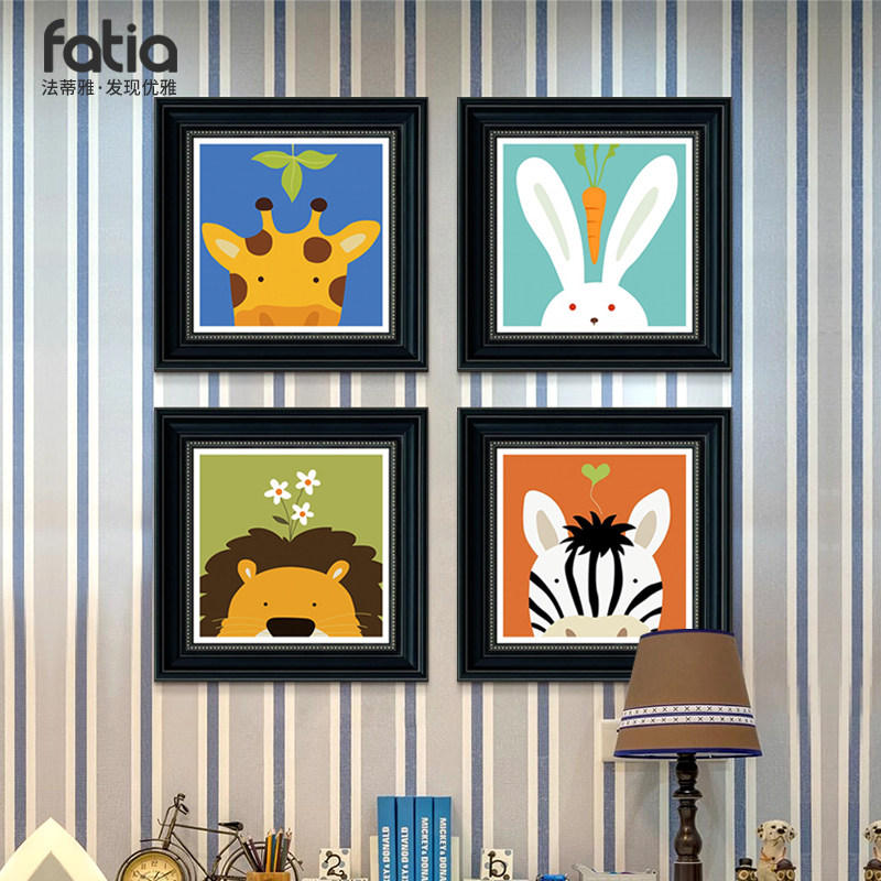美式儿童房装饰画卧室床头2025新款房间挂画女孩男孩卡通动物壁画,家居饰品,现代装饰画,淘宝优惠券,粉丝福利购,淘宝优惠卷