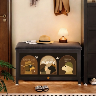 中古风换鞋凳门口家用高级感入户可坐鞋柜一体进门穿鞋凳玄关收纳