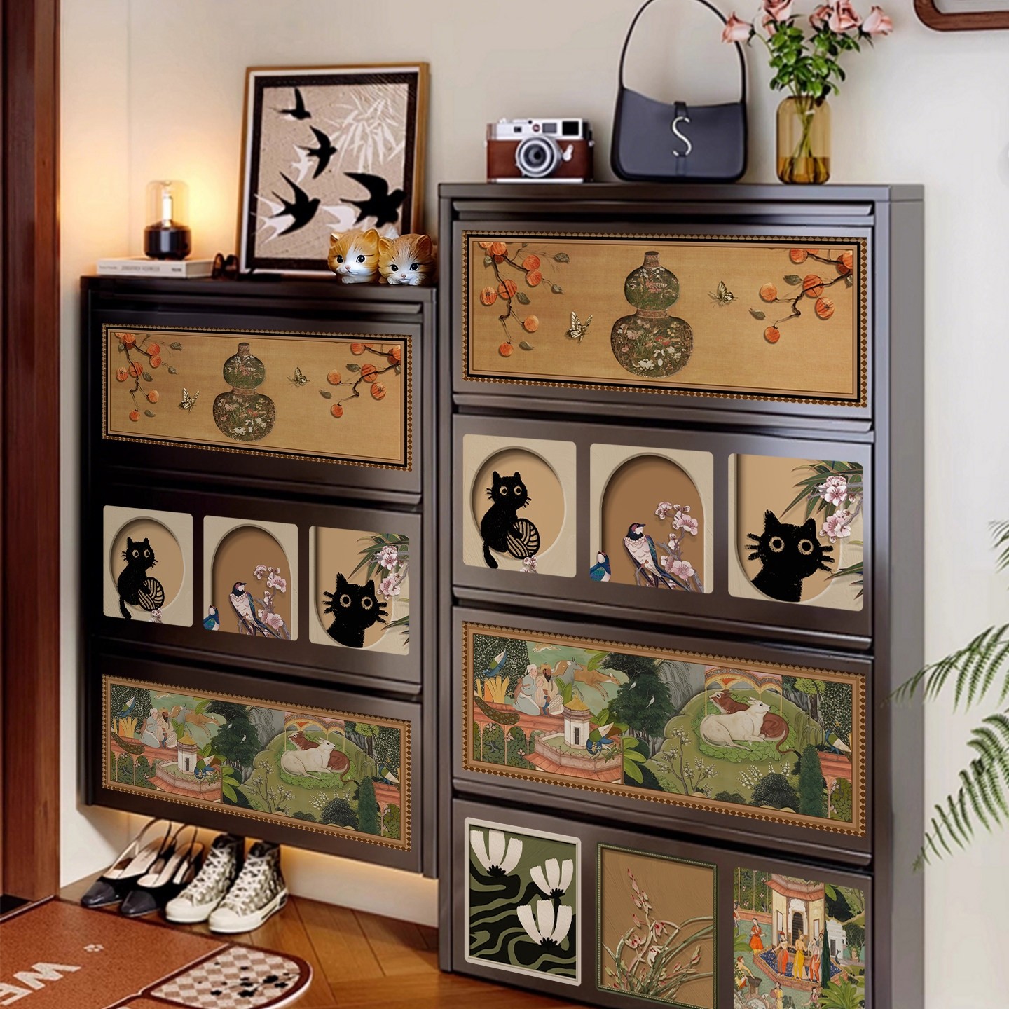 中古风超薄极窄鞋柜一体靠墙入户玄关收纳柜家用门口翻斗储物钢制,住宅家具,鞋柜,淘宝优惠券,粉丝福利购,淘宝优惠卷