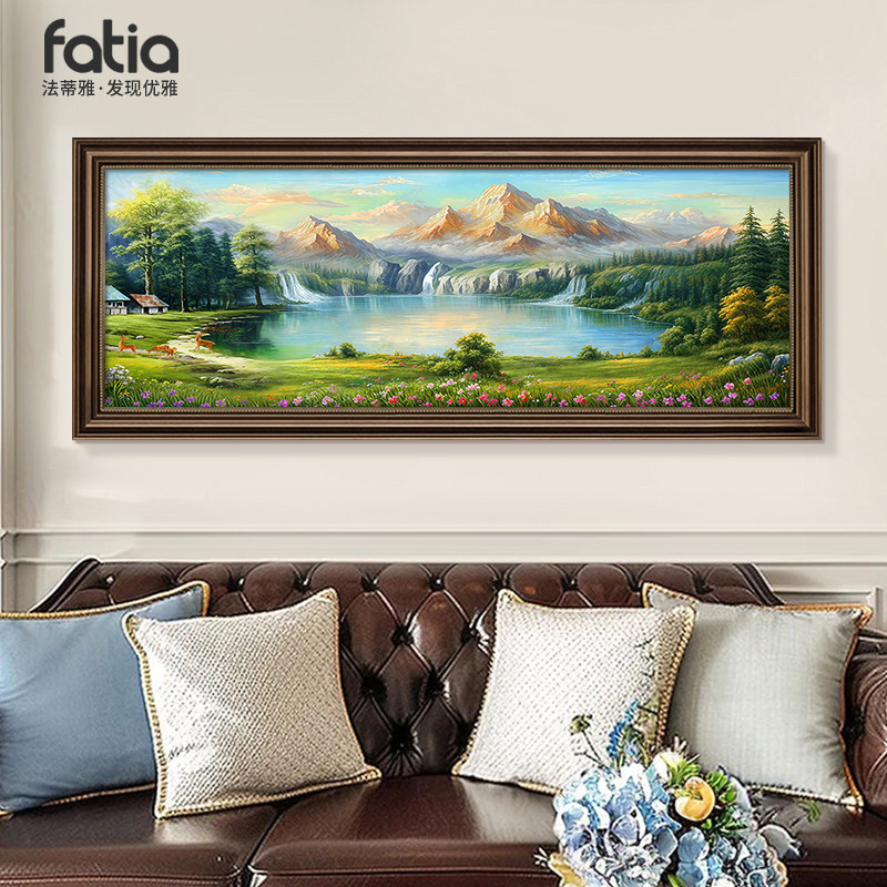 手绘油画客厅挂画山水画靠山图美式沙发背景墙装饰画欧式风景壁画,家居饰品,现代装饰画,淘宝优惠券,粉丝福利购,淘宝优惠卷