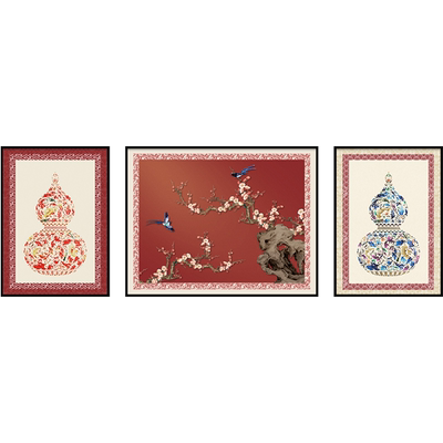 法蒂雅客厅喜上眉梢装饰画新中式