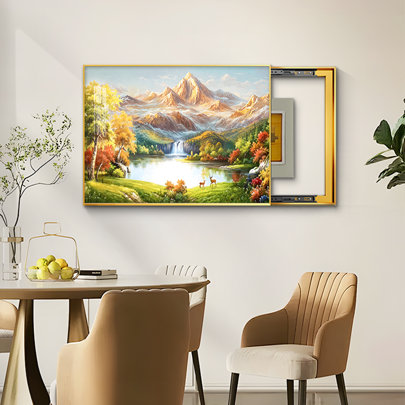 聚宝盆山水电表箱装饰画