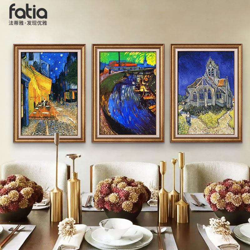 梵高咖啡馆欧式风餐厅竖版装饰画