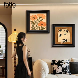 中古风玄关挂画2025新款花卉复古油画走廊过道壁画客厅装饰画高档