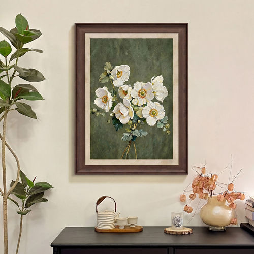 中古风花卉餐厅挂画法式复古玄关斗柜摆件画高级感小众客厅装饰画