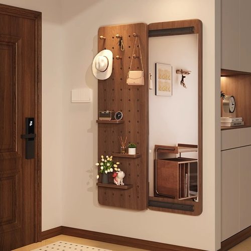 实木洞板穿衣镜隐形推拉全