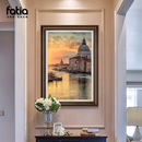 客厅手绘油画 饰画入户正对门复古走廊过道壁画欧式 美式 挂画玄关装