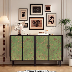法式中古风钢制斗柜客厅靠墙沙发旁卧室储物柜收纳柜轻奢高级感