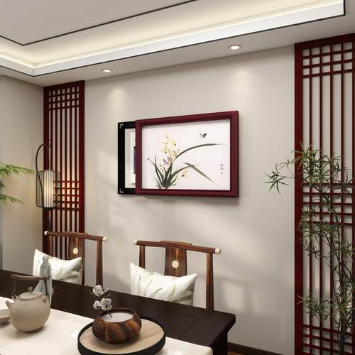 兰花图新中式电表箱装饰画