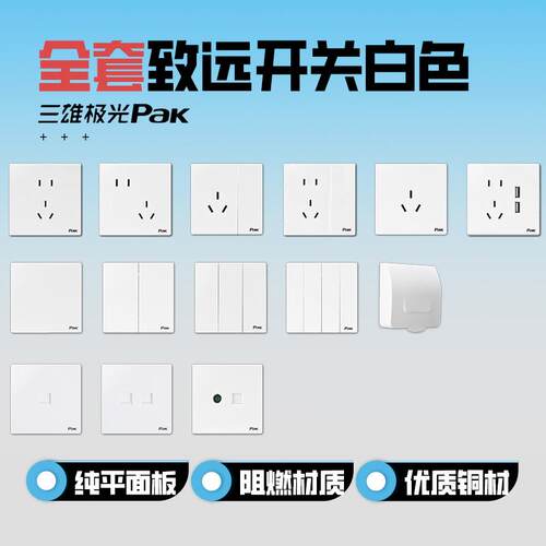 三雄极光五孔插座开关全规格