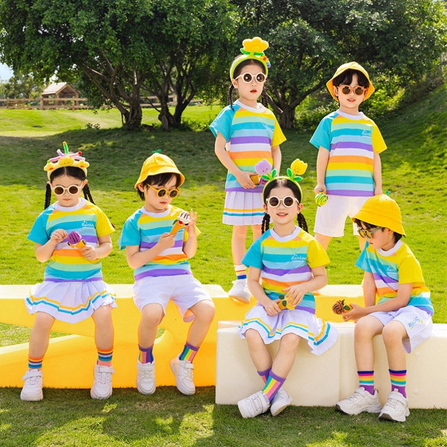 幼儿园园服小学生中大童合照连衣裙英伦风诗歌夏季白衬衫两件套