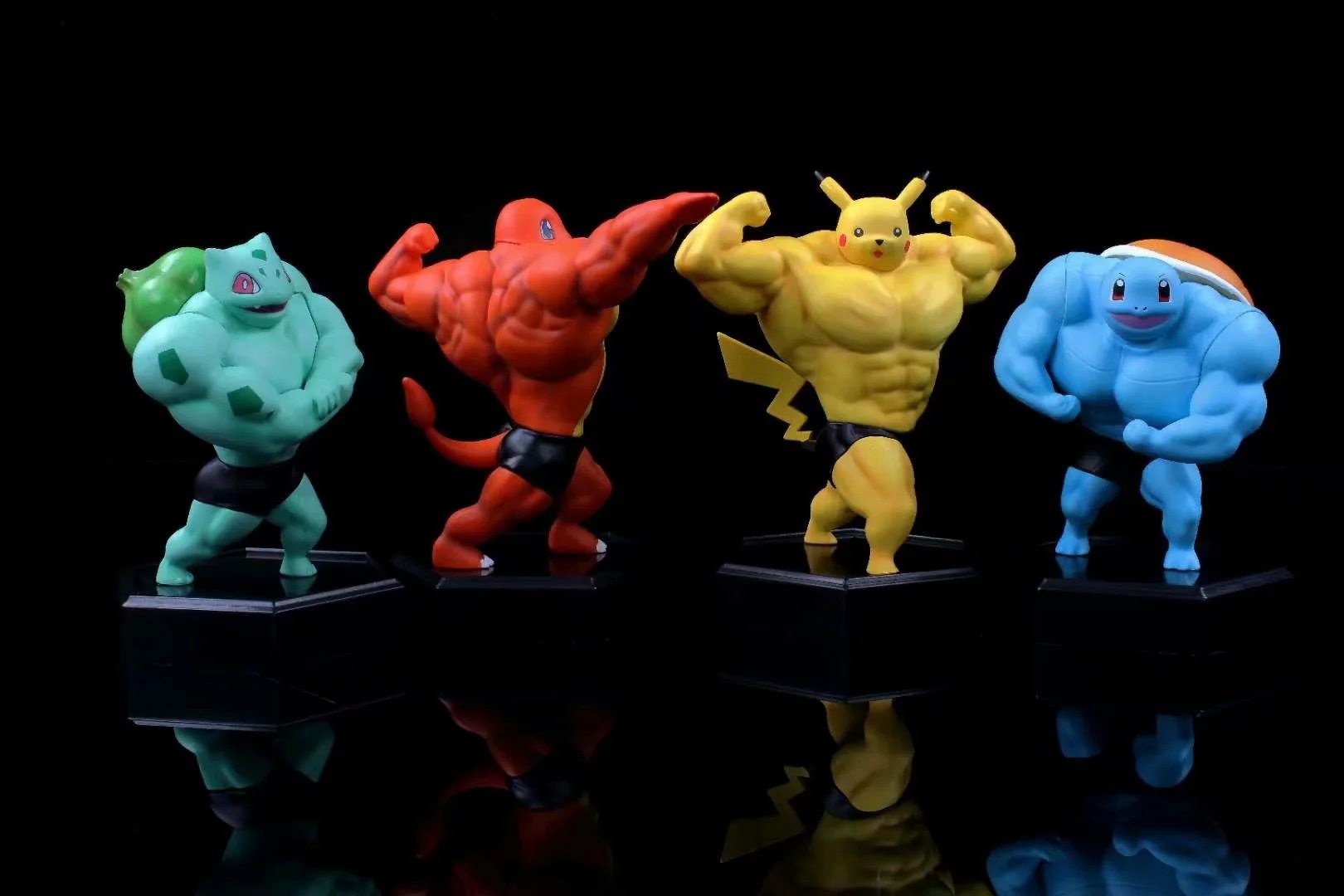 健身肌肉 喷火龙妙蛙种子杰尼龟皮卡 q版公仔盒装手办模型摆件