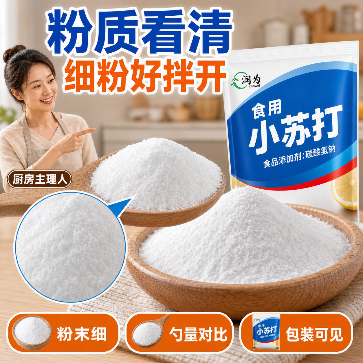 食用小苏打清洗果蔬家用厨房多用食品级家用厨房清洁清洗袋装碱面
