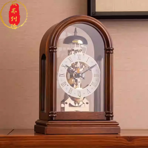 威弗列德中式客厅家用桌面钟表摆件老式台式摆钟复古实木机械座钟