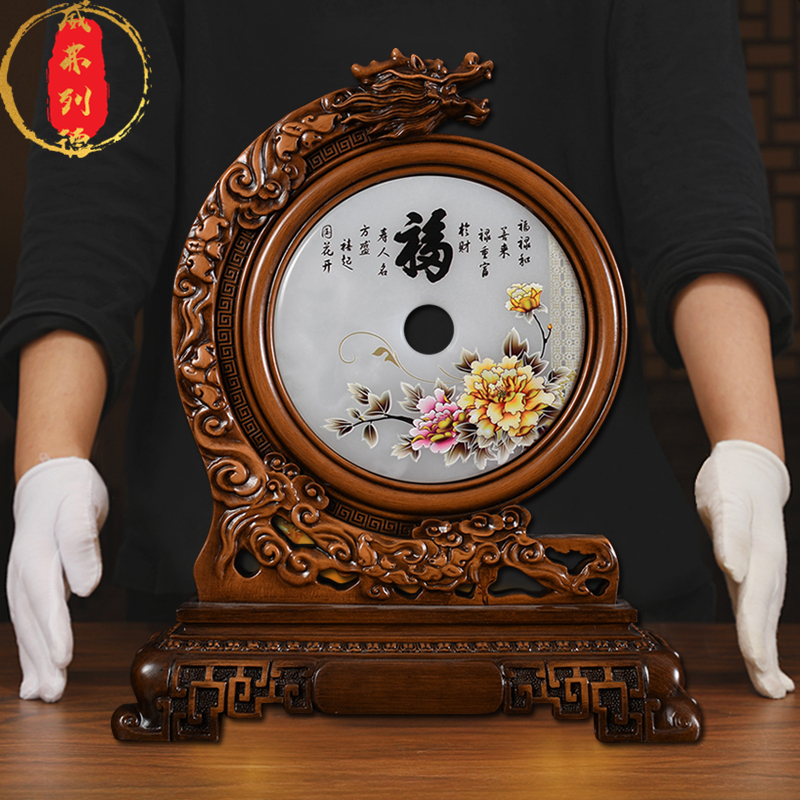 威弗列德装饰品家居客厅玄关酒柜工艺品办公室龙头福字平安扣摆件