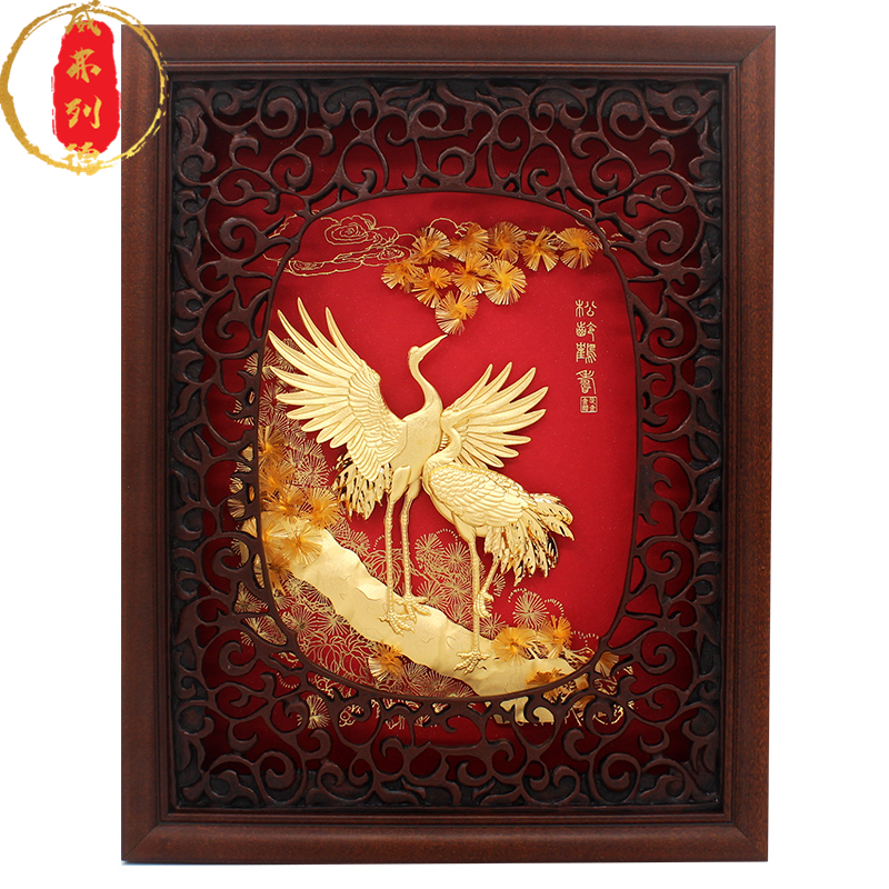 威弗列德松龄鹤寿长辈生日贺寿礼物祝寿送老人家寿辰金箔画礼摆件