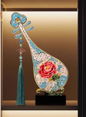 中古风珐琅彩琵琶摆件乔迁送礼