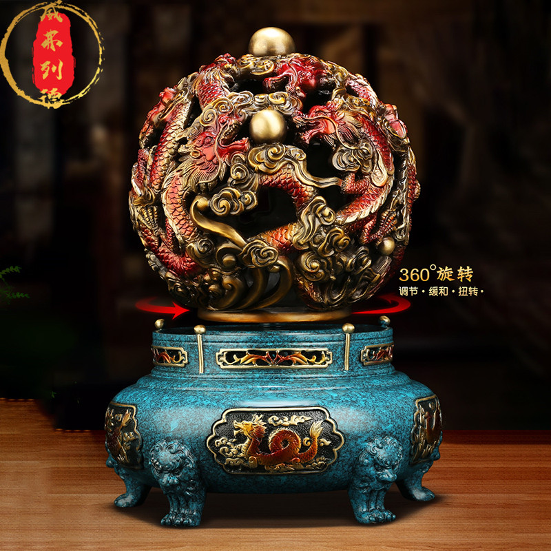 威弗列德聚宝盆新中式办公室家居客厅九转乾坤炉全铜龙纹鼎摆件