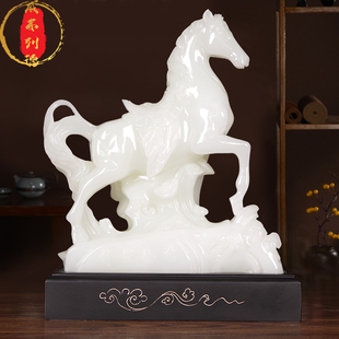 威弗列德十二生肖办公室家居店铺商务送礼马工艺品天然玉石马摆件