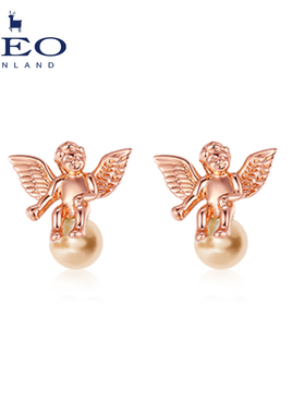 FEO幸运天使珍珠耳钉 耳环欧美饰品百搭造型女耳饰送女友礼物日常