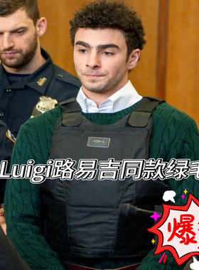 Luigi Mangione路易吉曼吉奥内同款绿色羊绒毛衣早春拉夫RL针织衫