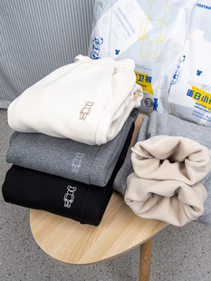 80982秋冬新款加厚小熊羊羔绒卫裤加绒保暖外穿百搭休闲裤