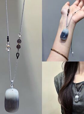 女士高端吊坠挂绳烟灰色