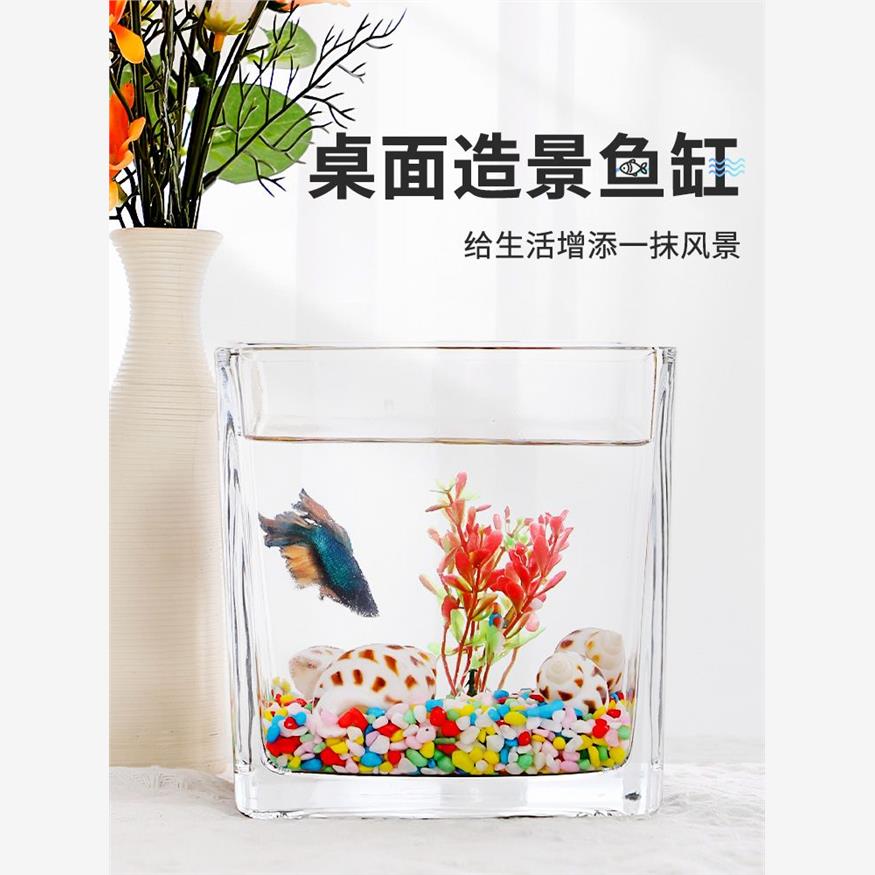 桌面迷你小鱼缸自循环桌面小型鱼缸简约创意鱼缸生态水族箱小金鱼