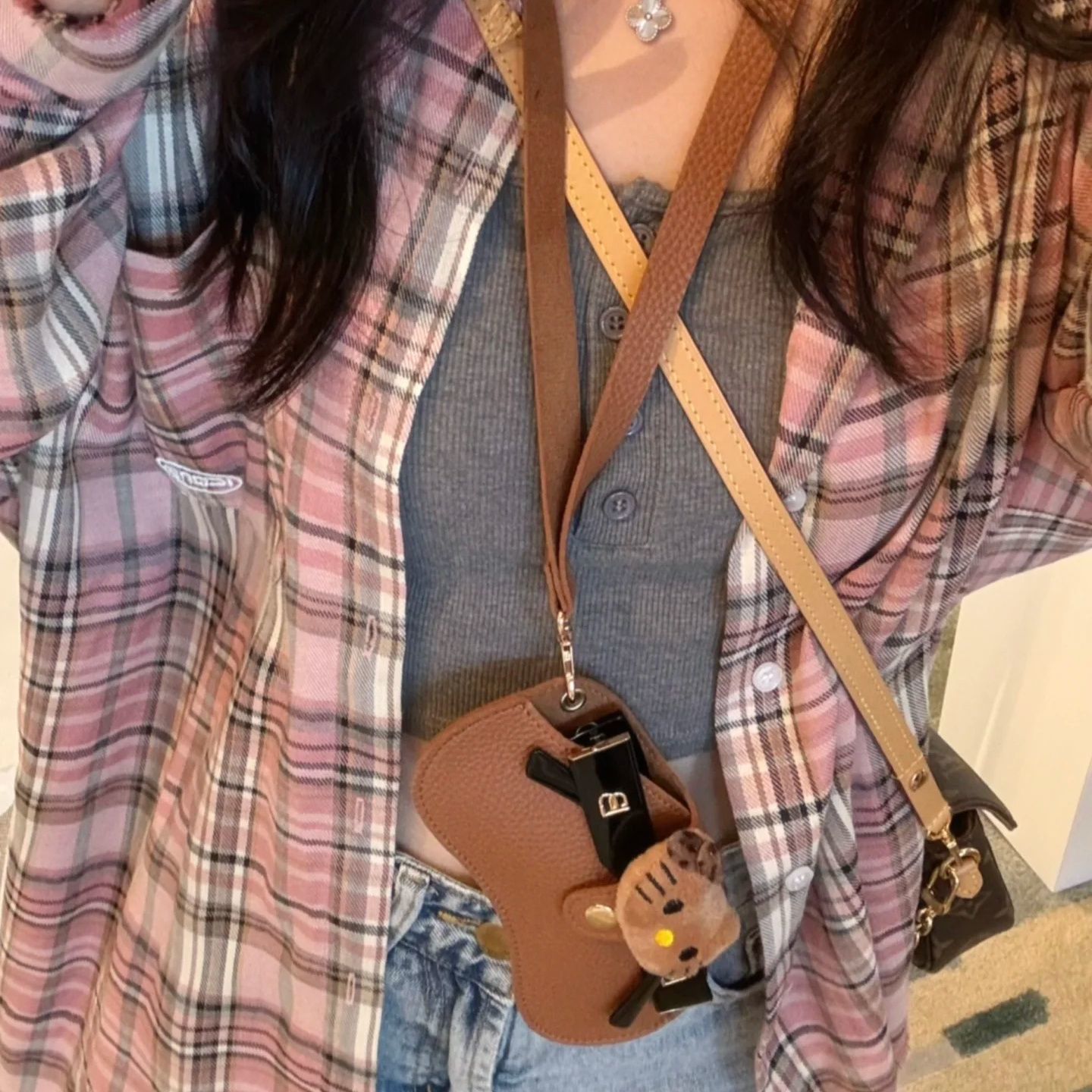 外出便携眼镜盒宅女黑皮