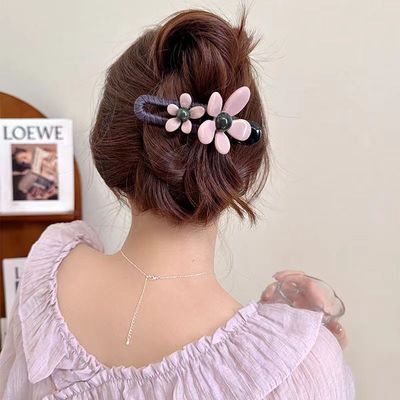花夹头发的夹子新款高级感花朵鸭嘴夹气质新款发夹女后脑勺盘发一