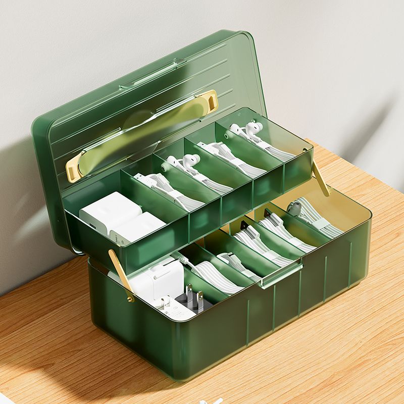 家庭杂物收纳神器数据线收纳盒充电线桌面大容量放充电器绕线器理