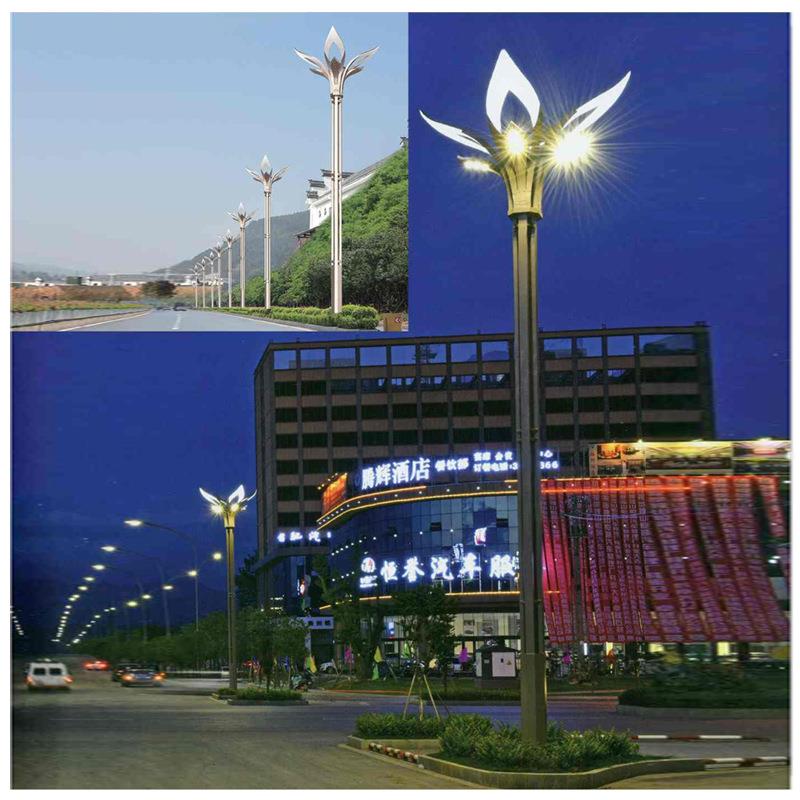 中式创意花瓣造型景观灯9米10米12米组合杆玉兰灯LED300瓦路灯
