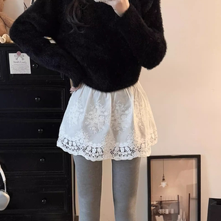 纯棉白色蕾丝下摆裙帘叠穿内搭花边小屁帘女遮臀2025新款打底罩裙