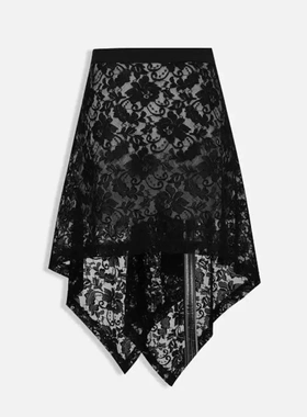 时尚复古设计显瘦蕾丝半身裙屁帘冬季新款不规则2025短裙围裙