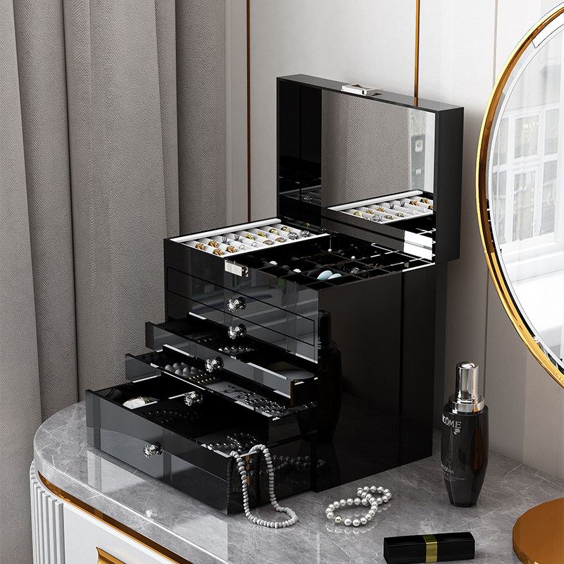 亚克力首饰收纳盒高级感放耳环项链整理盒大容量多层耳环戒指架子,收纳整理,首饰盒,淘宝优惠券,粉丝福利购,淘宝优惠卷