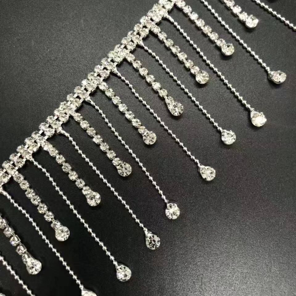 衣服装饰链女高级感DIY花式流苏钻链条水钻链肚皮舞腰链腰带舞台