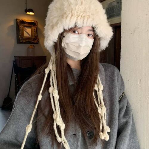 女款流苏帽子新款兔毛针