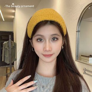 盖白头发的头饰超宽羊羔毛发箍女2026新款包头箍秋冬百搭高颅顶发