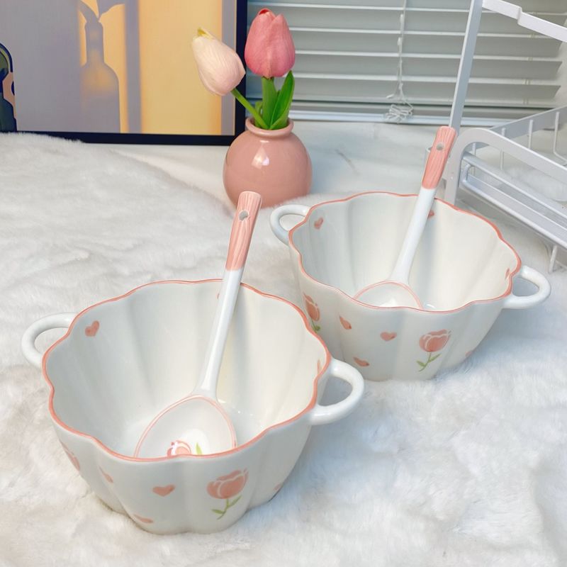 女士个人专用碗郁金香陶