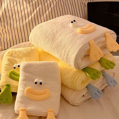 洗澡擦干身毛巾民族风可爱儿童毛巾高颜值大嘴鸭卡通柔软吸水速干
