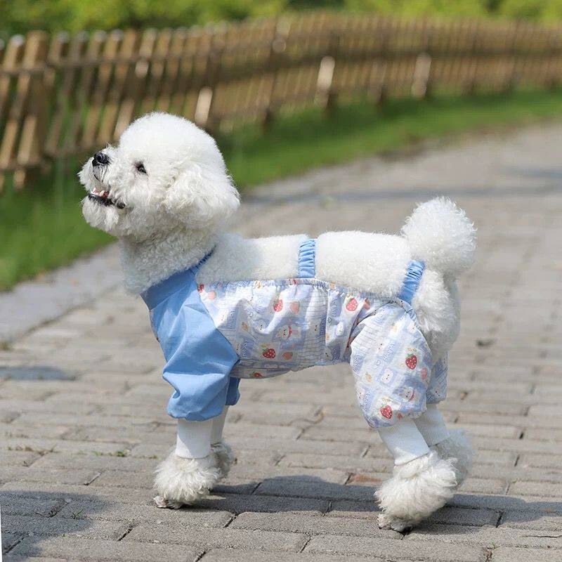 狗狗外出防脏罩衣狗狗防尘裤小狗四脚衣比熊遛狗外出春秋神器衣服