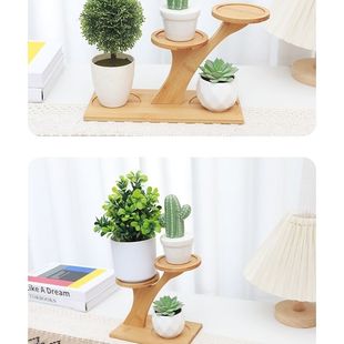 工位布置神器加厚南竹木桌面置物小花架飘窗客厅办公室花架置物架