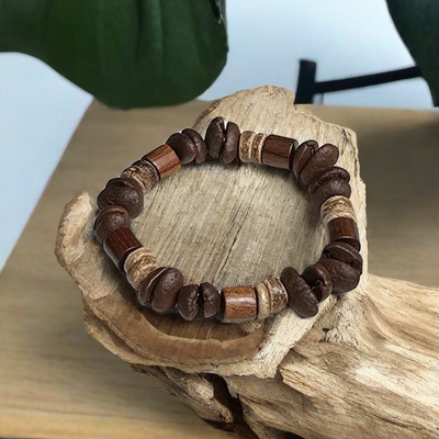 手链男款天然咖啡豆手串搭配花梨木椰子隔片男生女生都能戴的小众