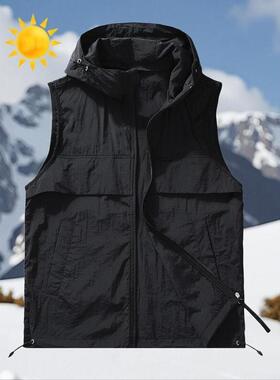 Z 41627 Men's Hooded Vest Sleeves Jacket 士连帽马甲