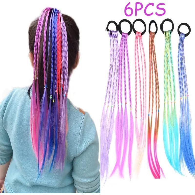 6pcs Girls Hair Accessories set Color Braided Wig发饰