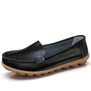 跨境Women's Black Loafers Breathable Soft Lightweight &