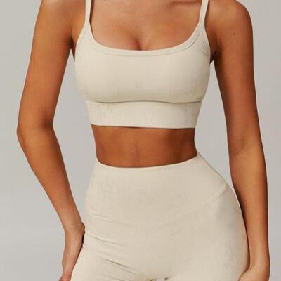 Women's Solid Crop Cami Top & High Waist Shorts Tracksu